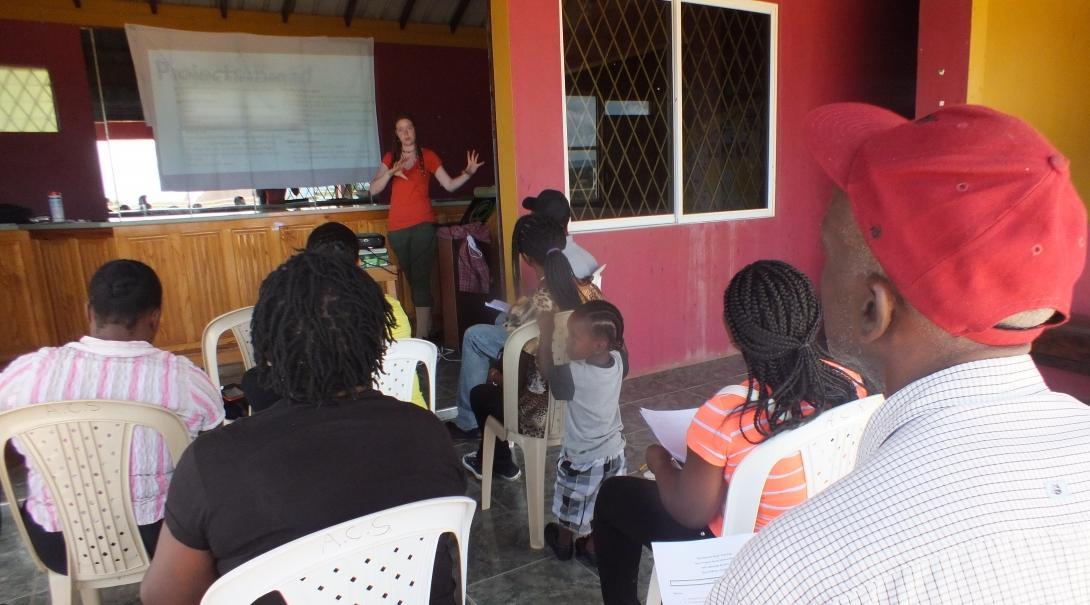 Projects Abroad International Development intern teaches a workshop to locals in a day centre about handling natural distasters in their area in Jamaica. International Development Intern teaches a workshop about dealing with natural disasters during Disaster Management Internships in Jamaica.